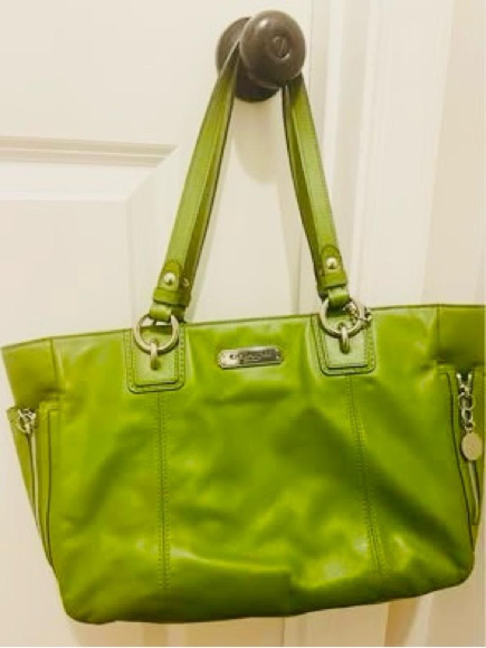Coach Lime Green Leather Tote with Double Straps
